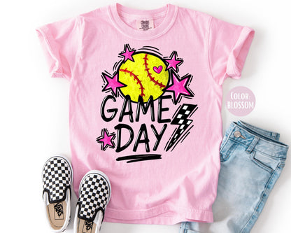 Comfort Colors Game Day Softball Shirt: Youth Softball Tee