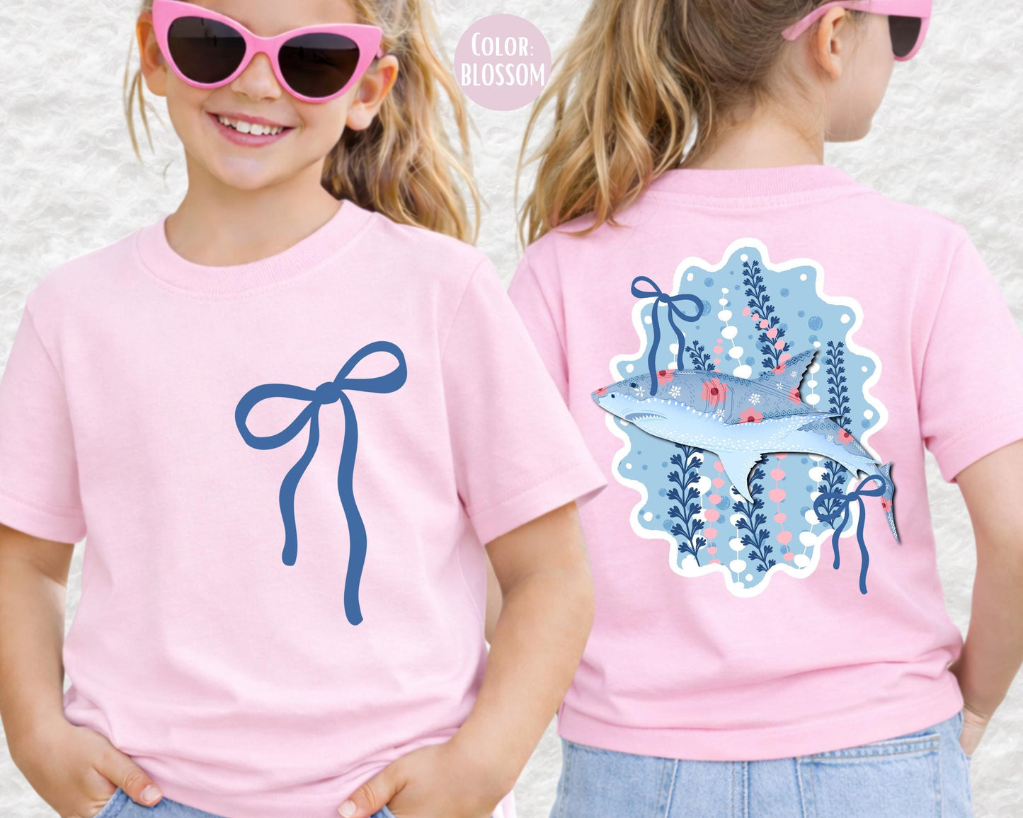 Comfort Colors Front and Back Floral Shark Shirt, Shark Shirts