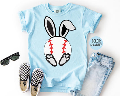 Comfort Colors® Boys Easter Baseball Shirt, Kids Bunny Baseball Tee