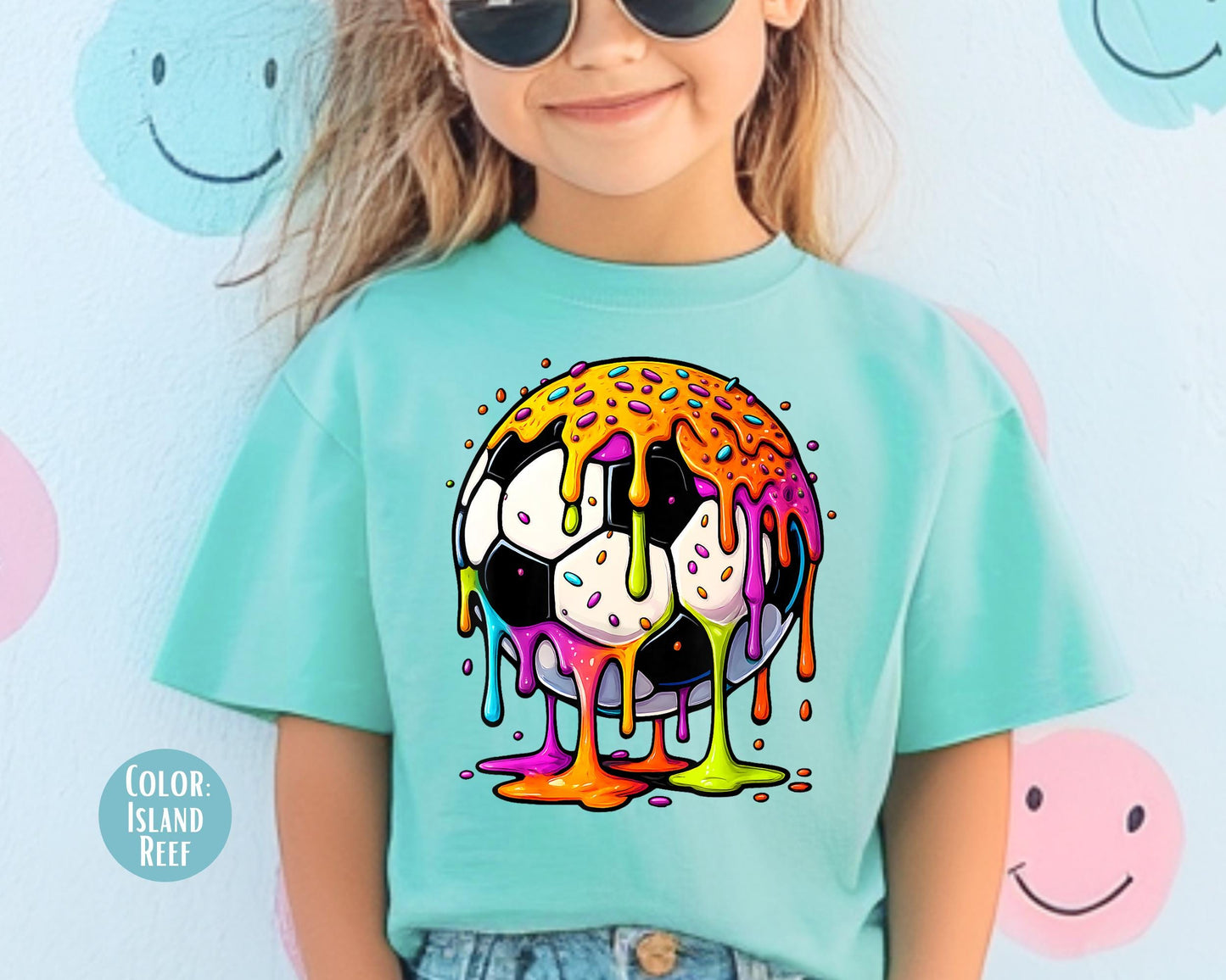 Comfort Colors Kids Drip Soccer Ball Shirt, Dripping Soccer Shirts