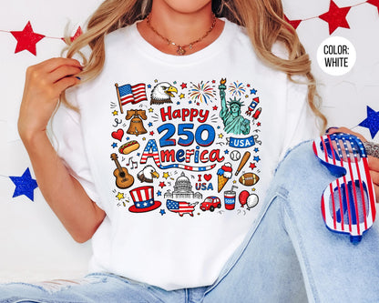 Comfort Colors Happy 250 America Shirt, 4th of July Shirts