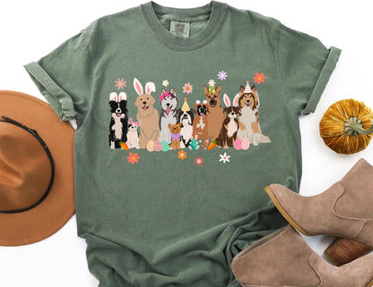Easter Dogs Comfort Colors T-Shirt, Puppy Spring Tee, Dog Lover Gift