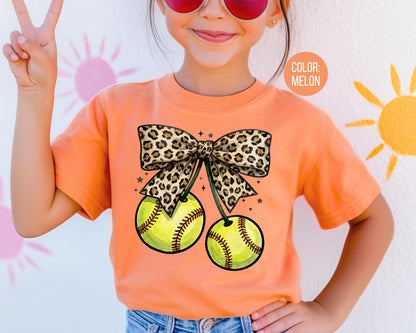 Comfort Colors Leopard Coquette Softball Shirt, Softball Mama Shirts