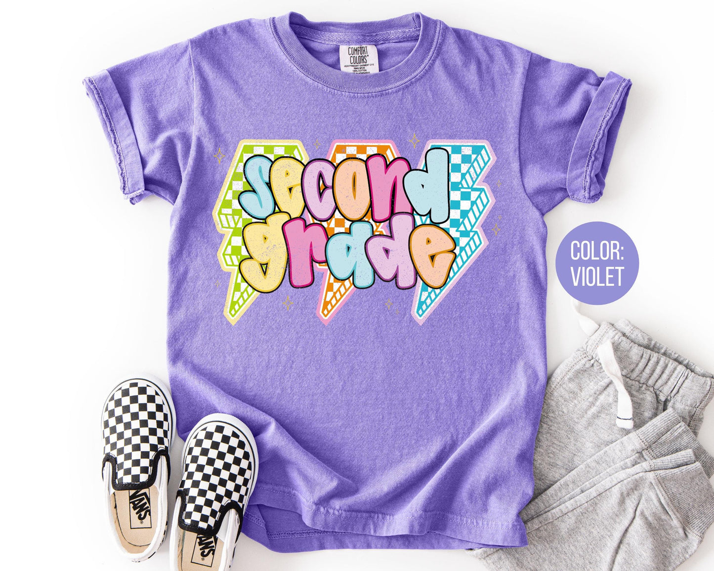 Comfort Colors 2nd Grade Shirt: Lightening Bolt Tee