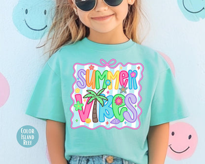 Comfort Colors® Preppy Summer Vibes Shirt, Girls Summer Shirts