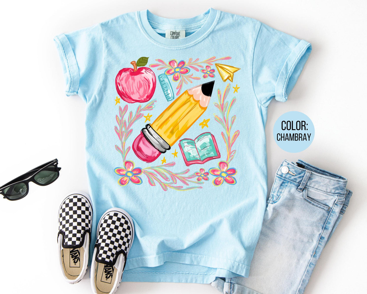 Comfort Colors Floral Back to School Shirt: Kindergarten Tee