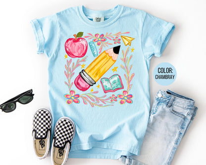 Comfort Colors Floral Back to School Shirt: Kindergarten Tee