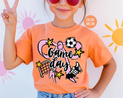 Comfort Colors Girls Game Day Soccer Shirt: Coquette Soccer Shirts