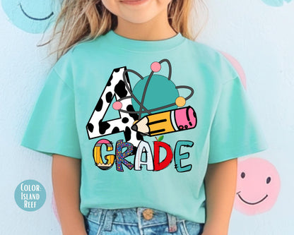 Comfort Colors Cow Print 4th Grade Shirt - Back to School Tee