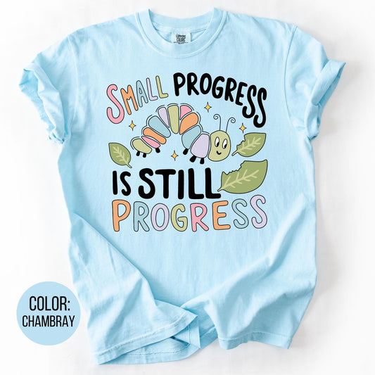 Comfort Colors Teacher Shirt: Small Progress Caterpillar Tee