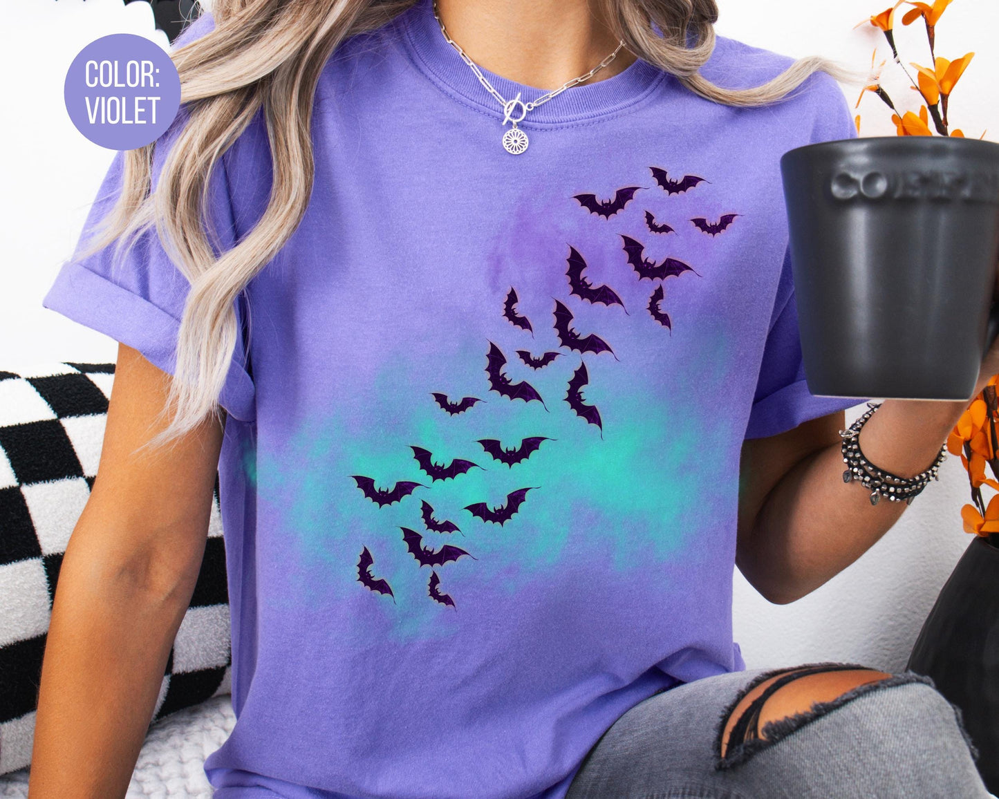 Comfort Colors Spooky Bat Shirt: Halloween Graphic Tee