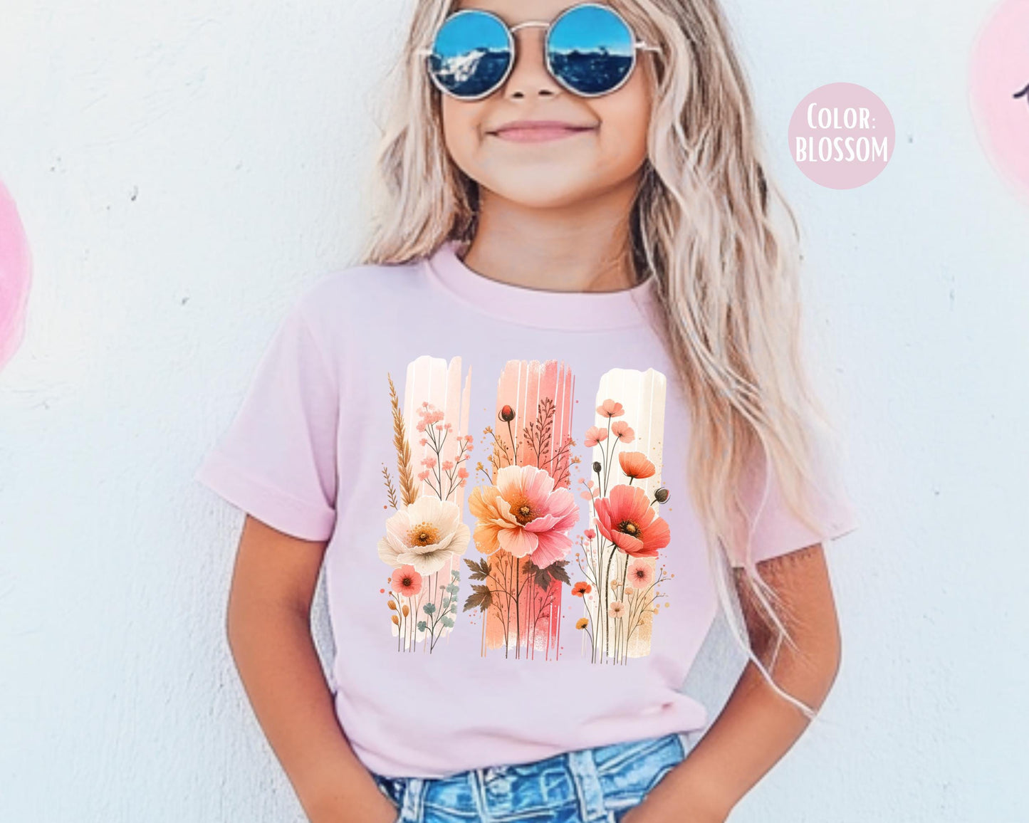 Comfort Colors Kids Floral Shirt: Brush Stroke Flowers