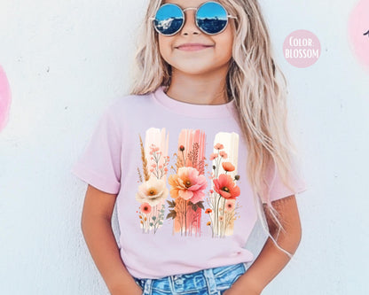 Comfort Colors Kids Floral Shirt: Brush Stroke Flowers