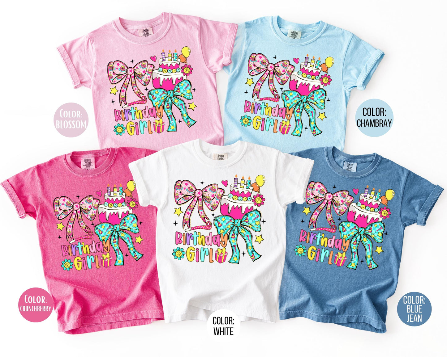 Comfort Colors Birthday Girl Shirt, Coquette Girls Birthday Shirts