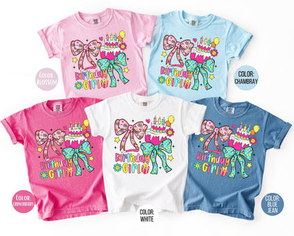 Comfort Colors Birthday Girl Shirt, Coquette Girls Birthday Shirts