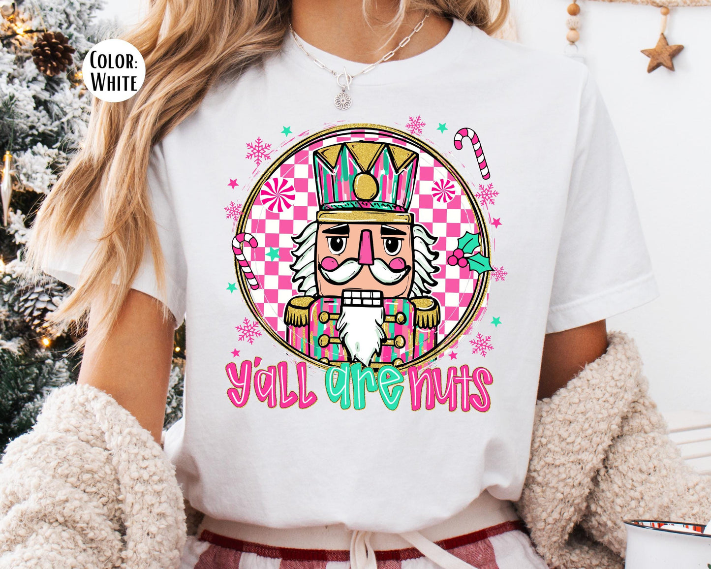 Comfort Colors Y'all Are Nuts Shirt, Girls Funny Christmas Shirts, Kids Nutcracker Tee