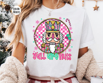 Comfort Colors Y'all Are Nuts Shirt, Girls Funny Christmas Shirts, Kids Nutcracker Tee