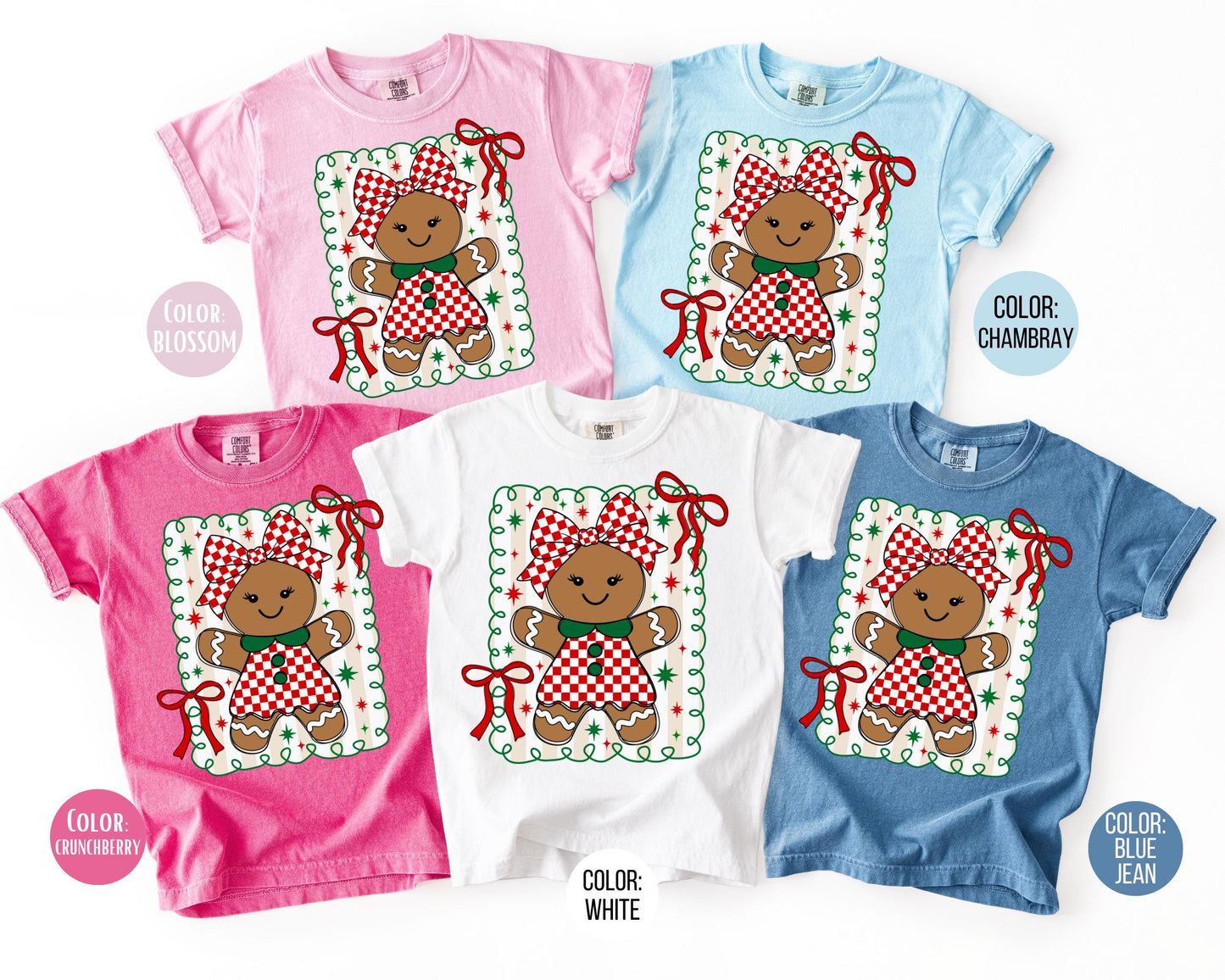 Comfort Colors Girls Preppy Gingerbread Shirt, Mommy and Me Gingerbread Shirts