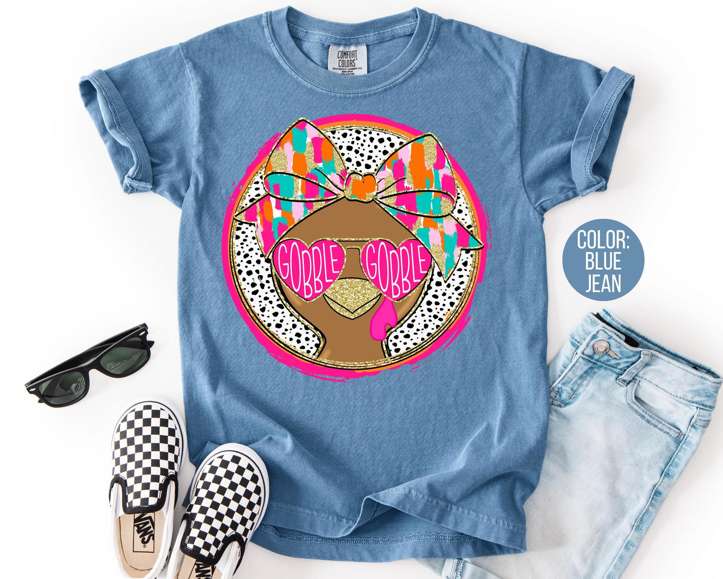 Comfort Colors Girls Thanksgiving Turkey Shirt: Mom & Daughter Matching