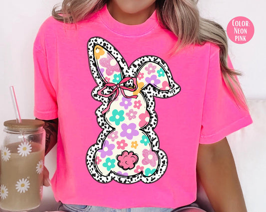 Comfort Colors® Floral Dalmatian Bunny Shirt, Adult and Youth Easter Bunny Shirts