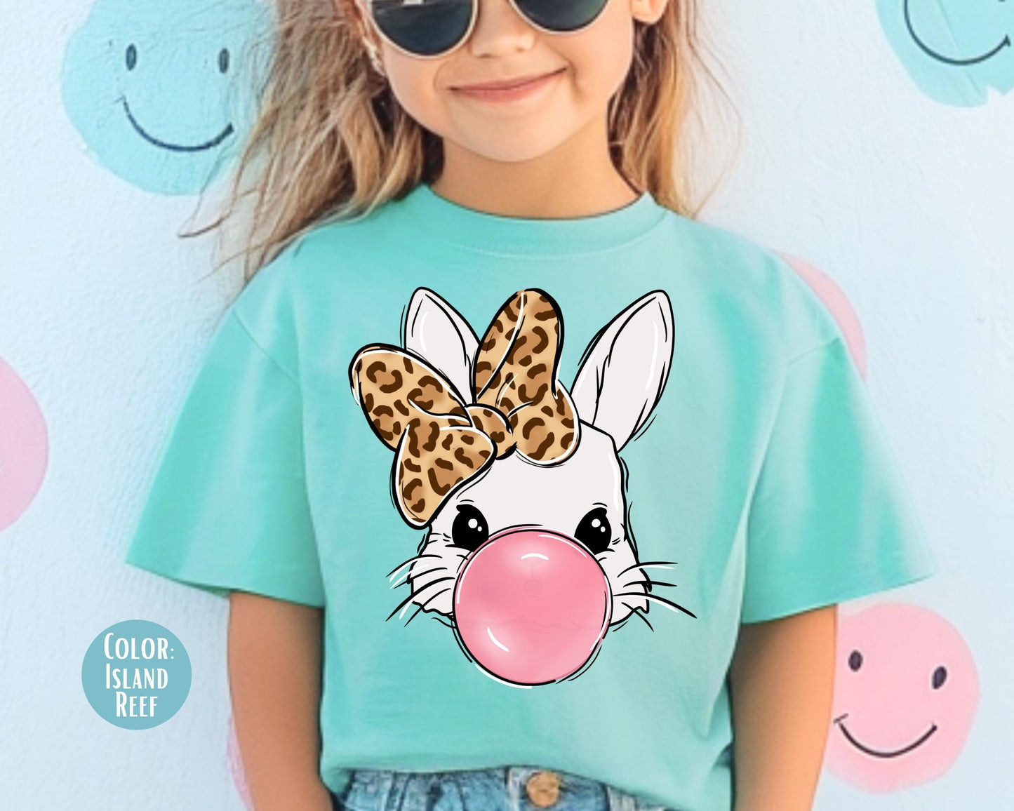 Comfort Colors® Bubble Gum Bunny Shirt, Girls Easter Bunny Shirts