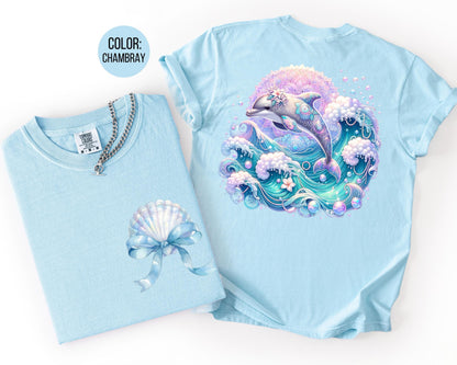 Comfort Colors Front and Back Dolphin Shirt, Girls Beach Shirts