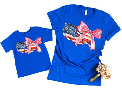 USA Bow Mommy and Me Shirts, Mom Daughter 4th of July Tees, Mommy and me 4th of July, Matching Mom and Baby, Gift for Her