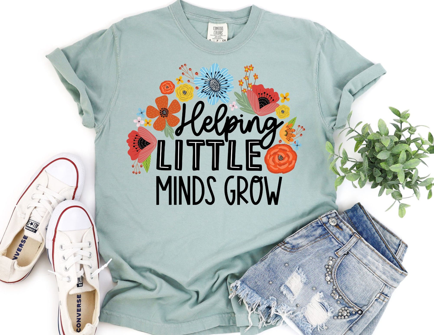 Comfort Colors Helping Little Minds Grow Teacher Shirt