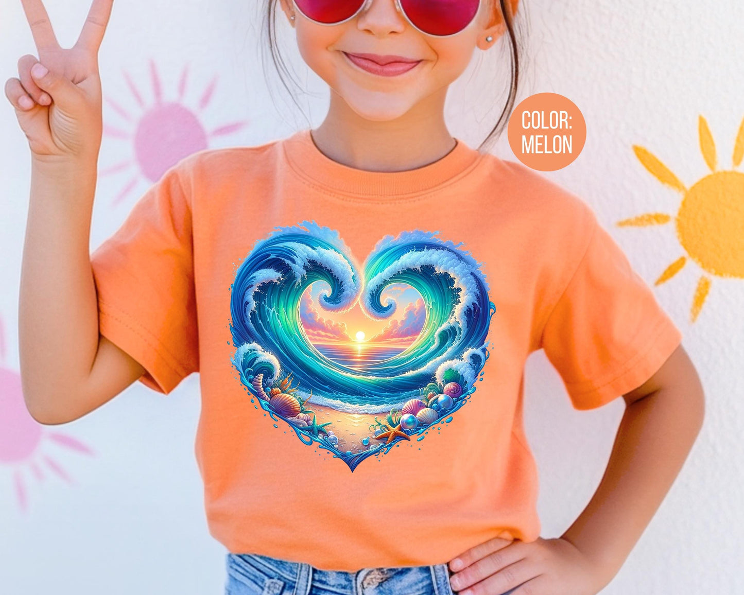Comfort Colors® Beach Heart Shirt, Girls Beach Shirts