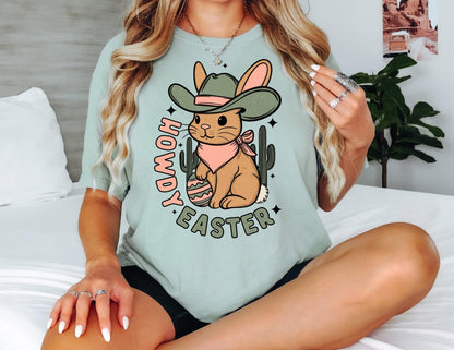 Comfort Colors Howdy Easter Shirt: Western Bunny T-Shirt