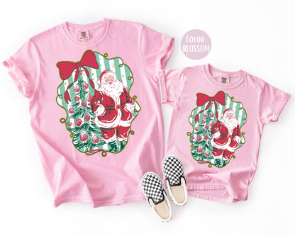 Comfort Colors Santa Shirt: Preppy Christmas Tee