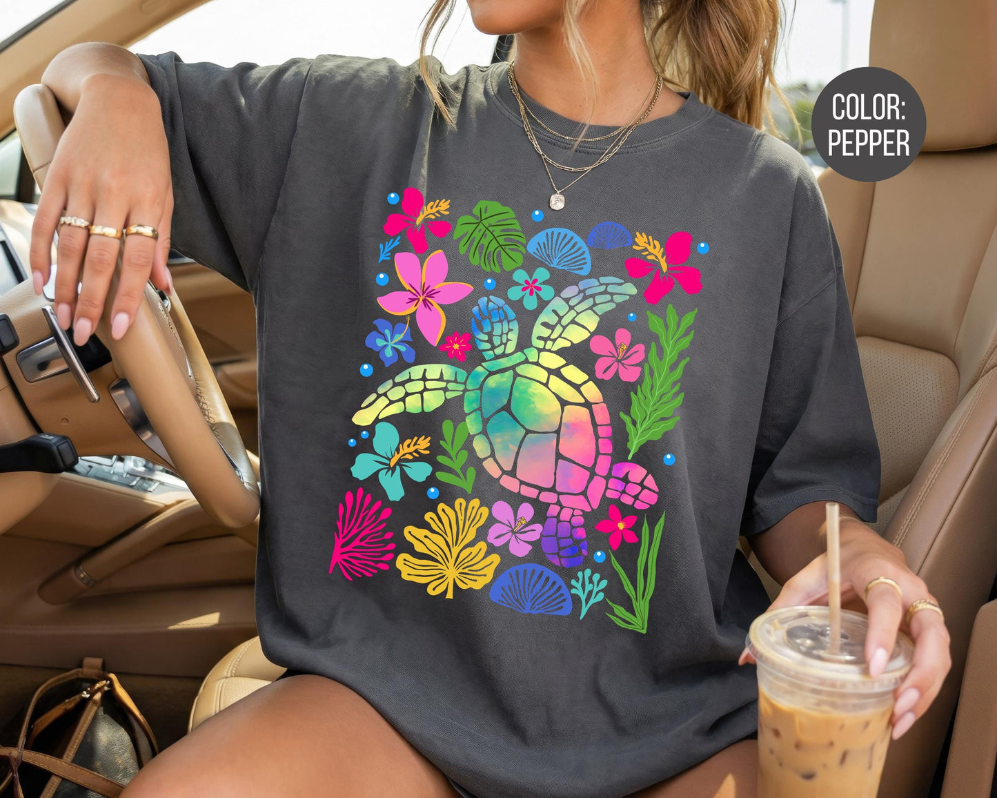 Comfort Colors® Colorful Sea Turtle Shirt, Girly Summer Shirts