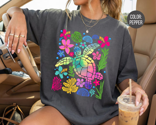 Comfort Colors® Colorful Sea Turtle Shirt, Girly Summer Shirts