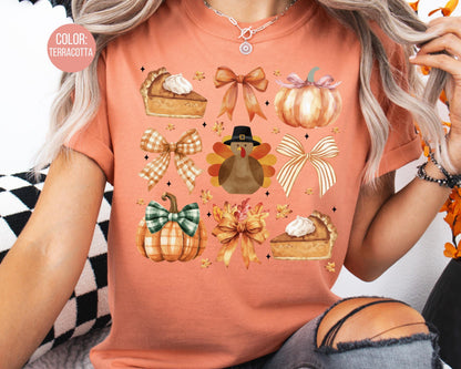 Comfort Colors Coquette Thanksgiving Shirt: Girly Fall Tee