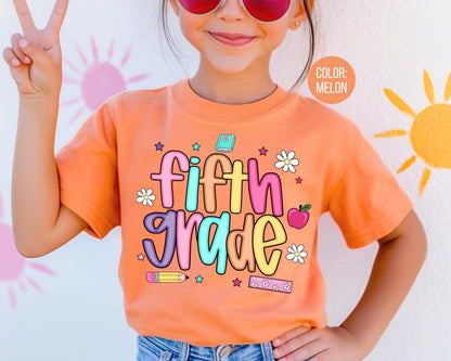 Comfort Colors® Colorful Preppy Fifth Grade Shirt, 5th Grade Teacher Shirts