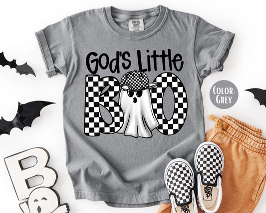 Comfort Colors God's Little Boo Shirt, Boys Halloween Tee, Youth Ghost T-Shirt