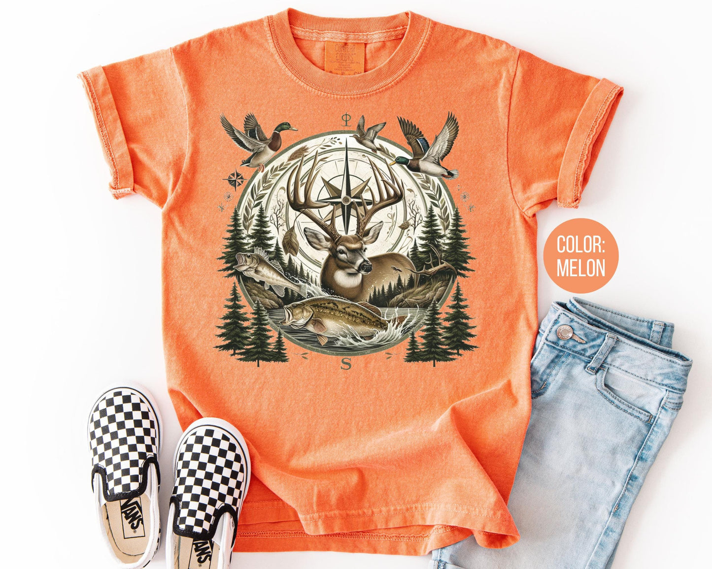 Comfort Colors® Boys Wildlife Compass Shirt, Kids Hunting Shirts