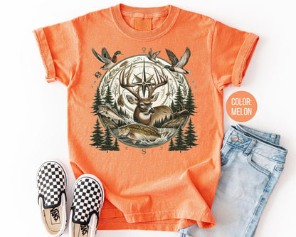 Comfort Colors® Boys Wildlife Compass Shirt, Kids Hunting Shirts