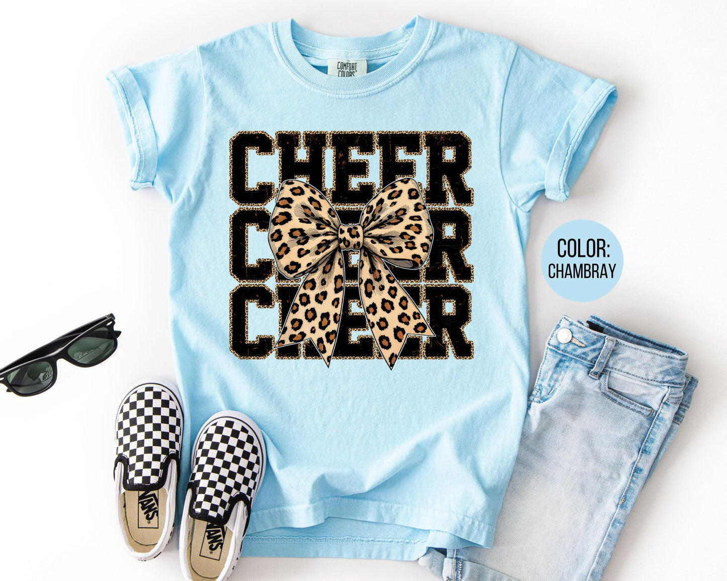 Comfort Colors Coquette Leopard Cheer Shirt - Youth & Girls