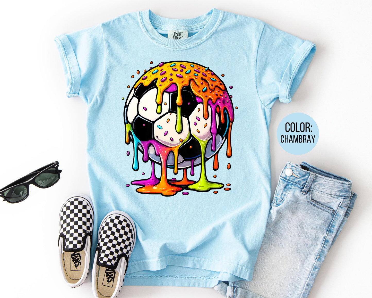 Comfort Colors Kids Drip Soccer Ball Shirt, Dripping Soccer Shirts