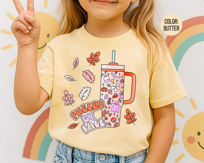 Comfort Colors Fueled By Fall Shirt: Matching Mommy and Me Tees, Fall Tumbler T-shirt