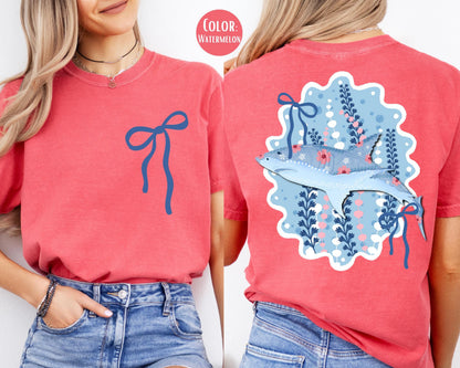 Comfort Colors Front and Back Floral Shark Shirt, Shark Shirts
