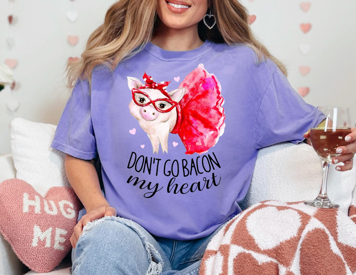 Comfort Colors Pig Valentine Shirt: Funny Bacon Pun Tee