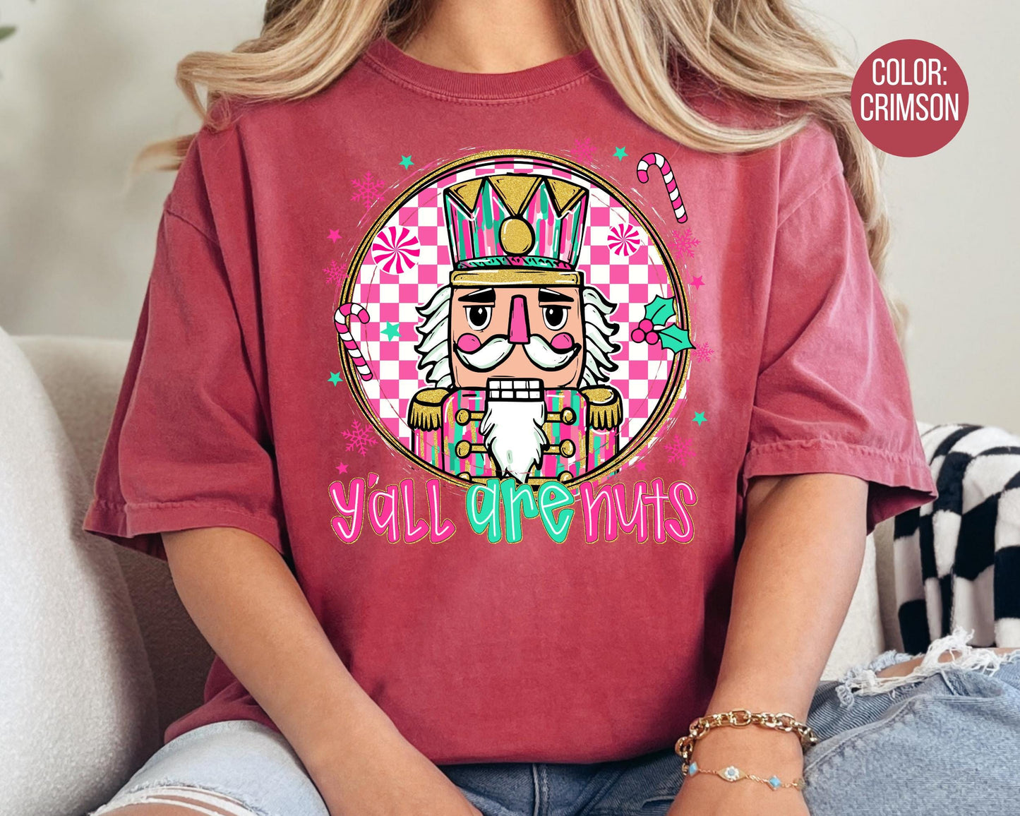 Comfort Colors Y'all Are Nuts Shirt, Girls Funny Christmas Shirts, Kids Nutcracker Tee