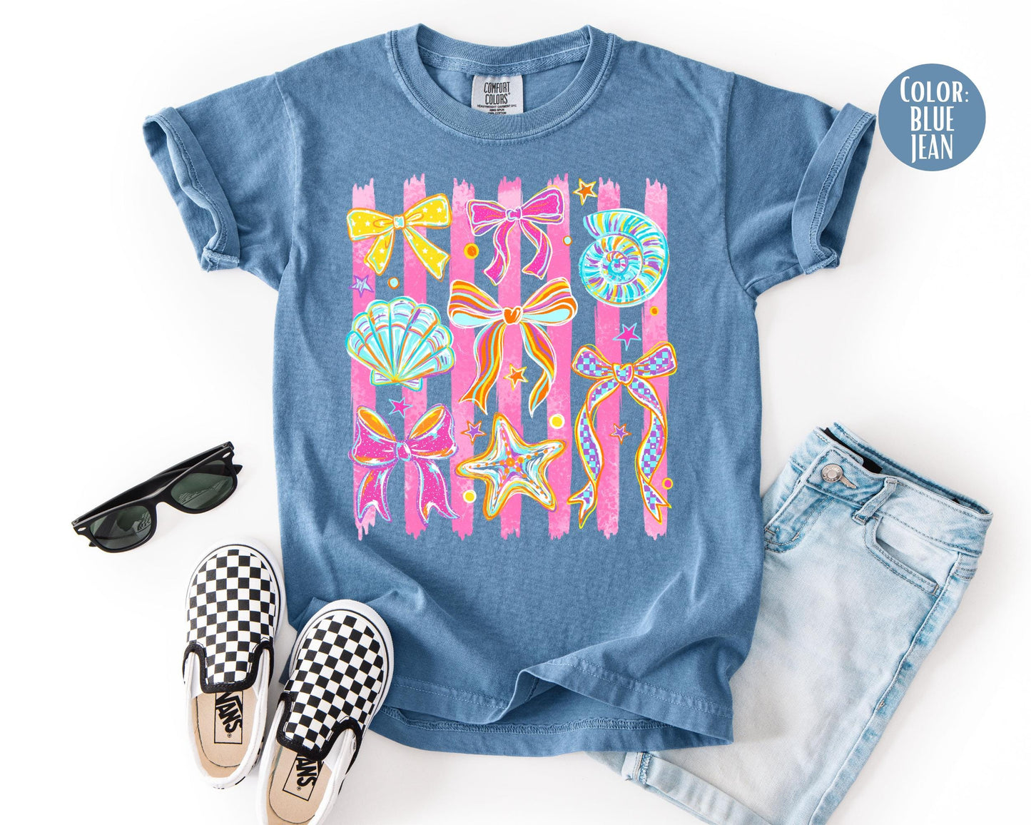 Comfort Colors® Coquette Seashells Shirt, Girly Summer Beach Shirts