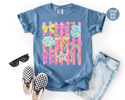 Comfort Colors® Coquette Seashells Shirt, Girly Summer Beach Shirts