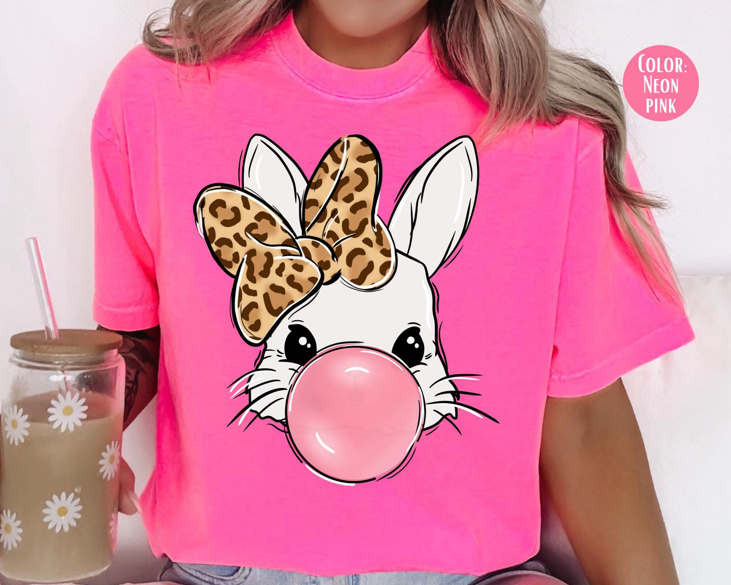 Comfort Colors® Bubble Gum Bunny Shirt, Girls Easter Bunny Shirts
