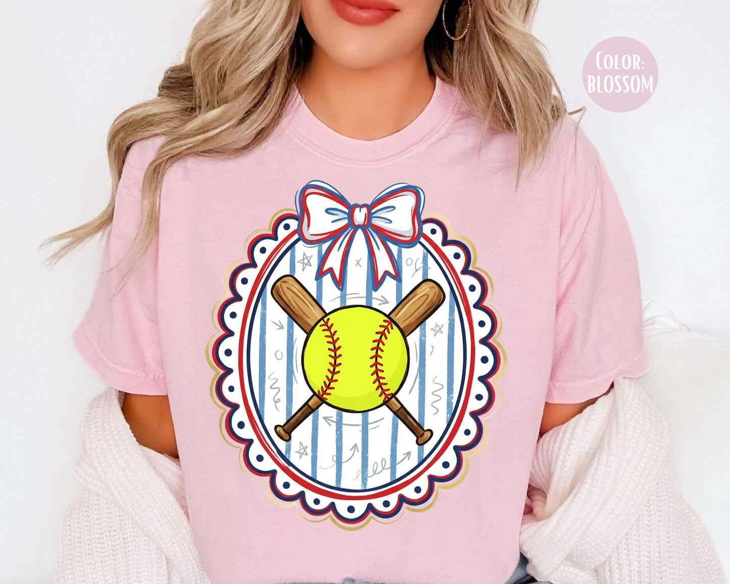 Comfort Colors Girls Coquette Softball Shirt, Softball Shirts