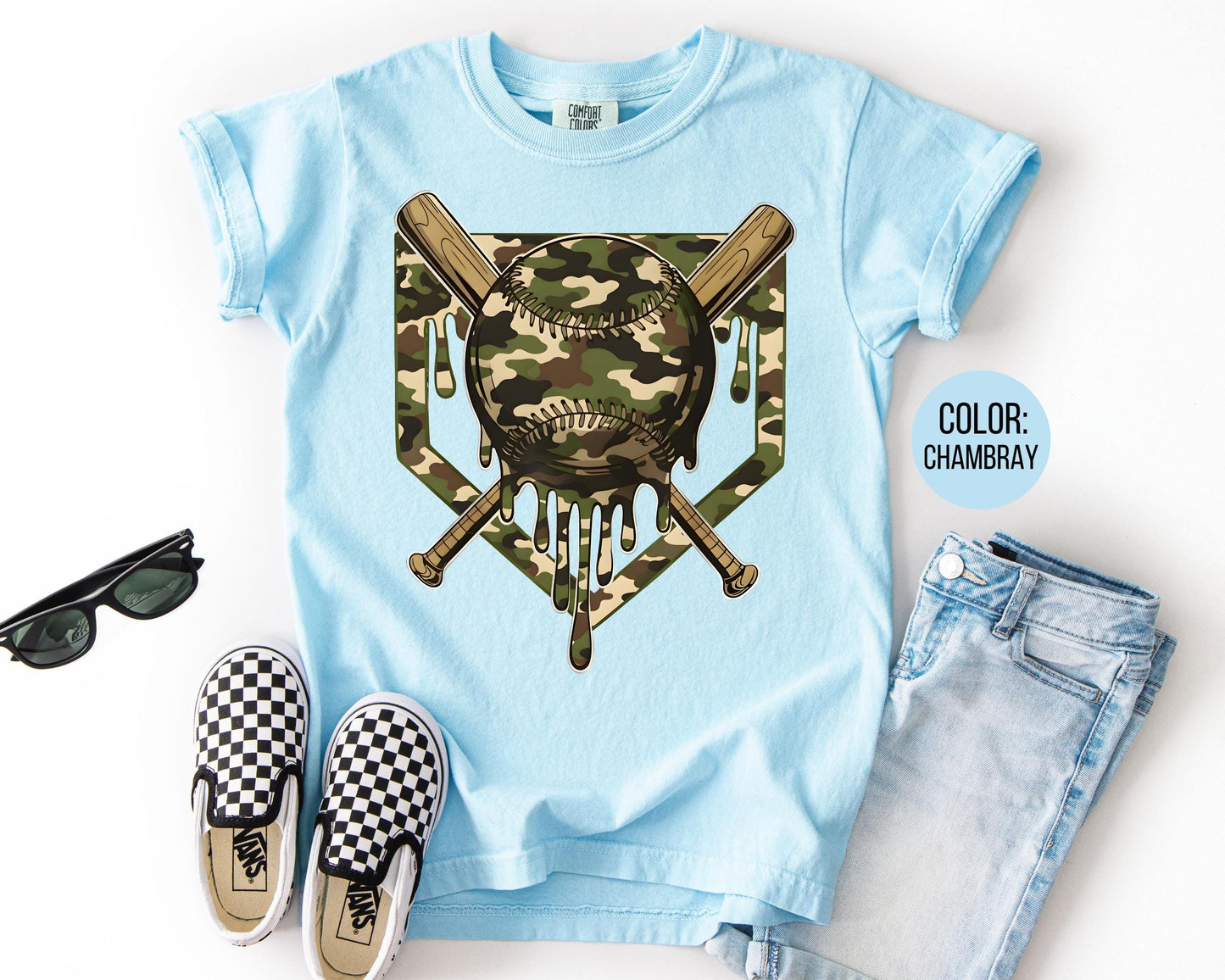 Comfort Colors® Boys Camo Baseball Shirt, Kids Baseball Shirts