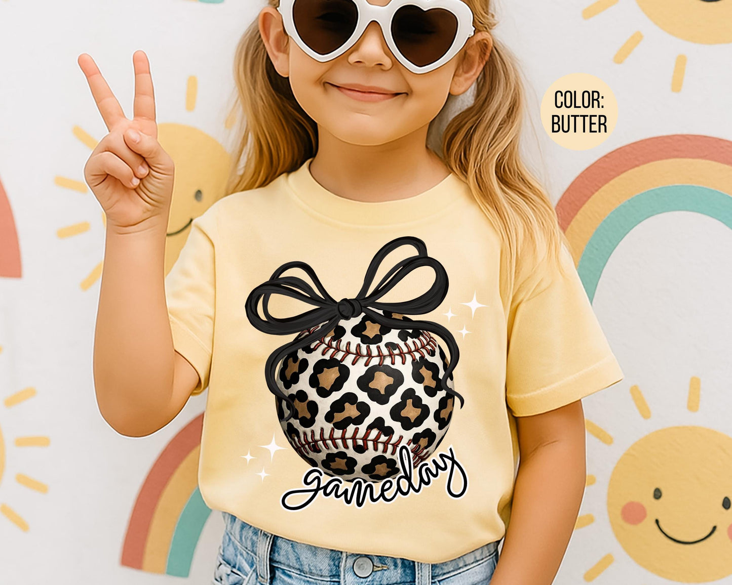 Comfort Colors Girls Leopard Softball Gameday Shirt, Kids Game Day Softball Shirts